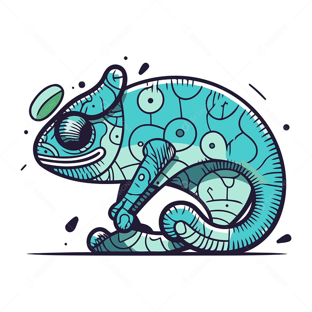 Camaleão de Desenho Animado Ilustração Vetor EPS