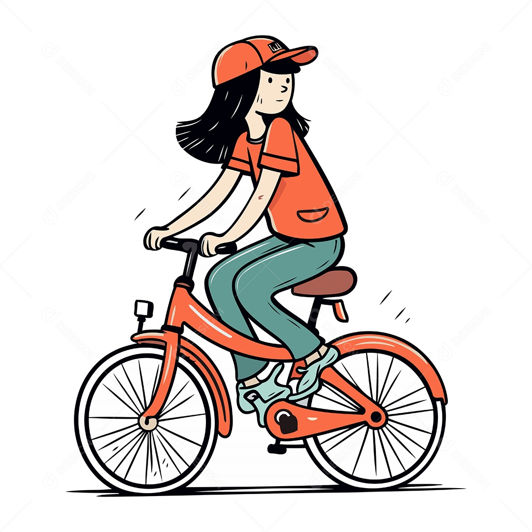 Jovem Andando de Bicicleta Ilustração Vetor EPS