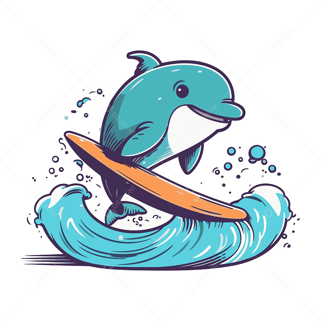 Golfinho de Desenho Animado Ilustração Vetor EPS