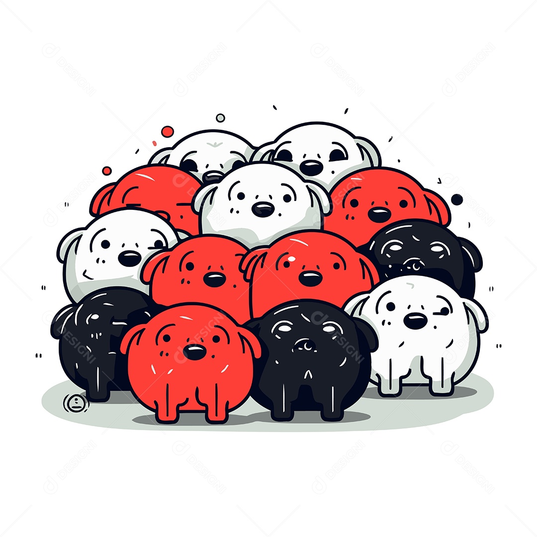 Cachorros de Desenho Animado Ilustração Vetor EPS