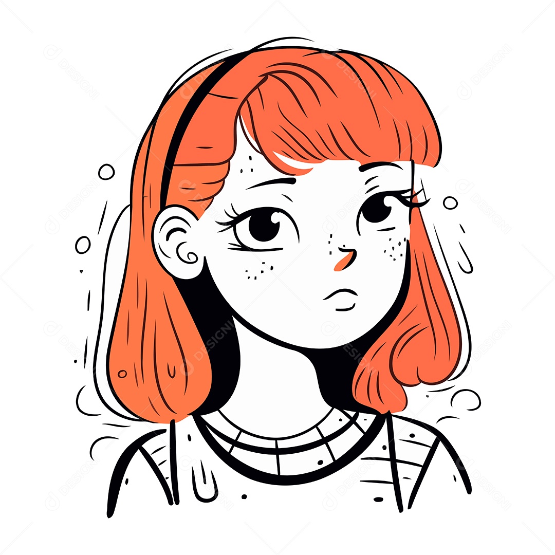 Menina Ruiva de Desenho Animado Ilustração Vetor EPS