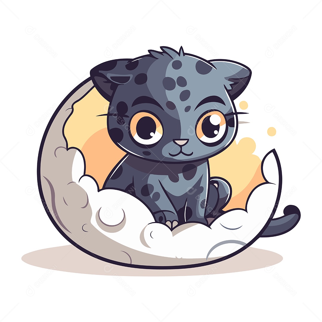 Leopardo Fofo de Desenho Animado Ilustração Vetor EPS