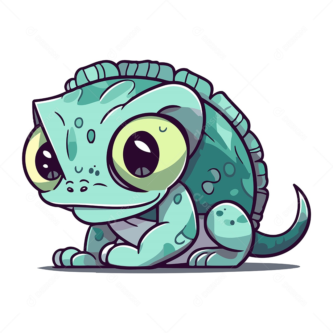 Camaleão Fofo de Desenho Animado Ilustração Vetor EPS