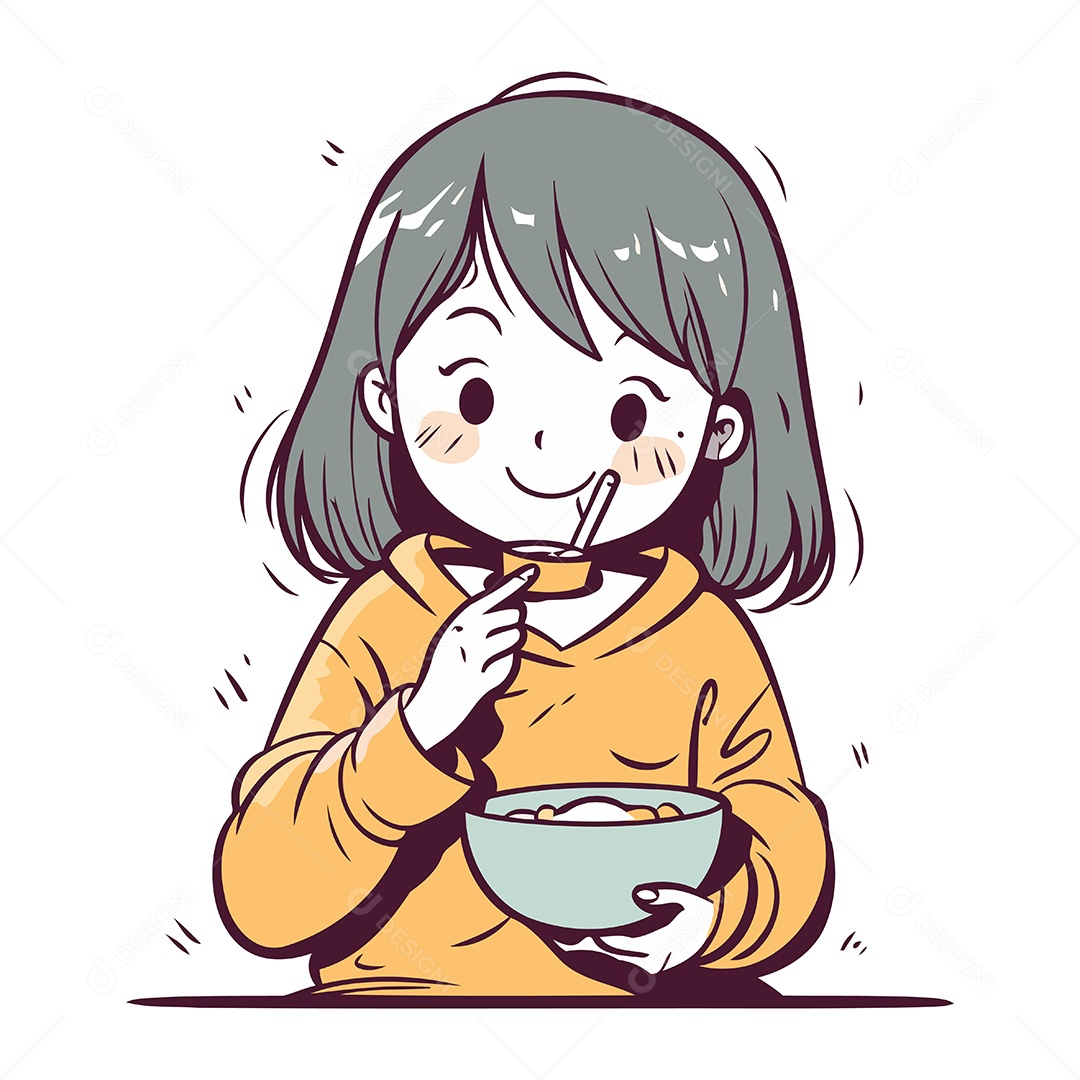 Menina de Desenho Animado Ilustração Vetor EPS