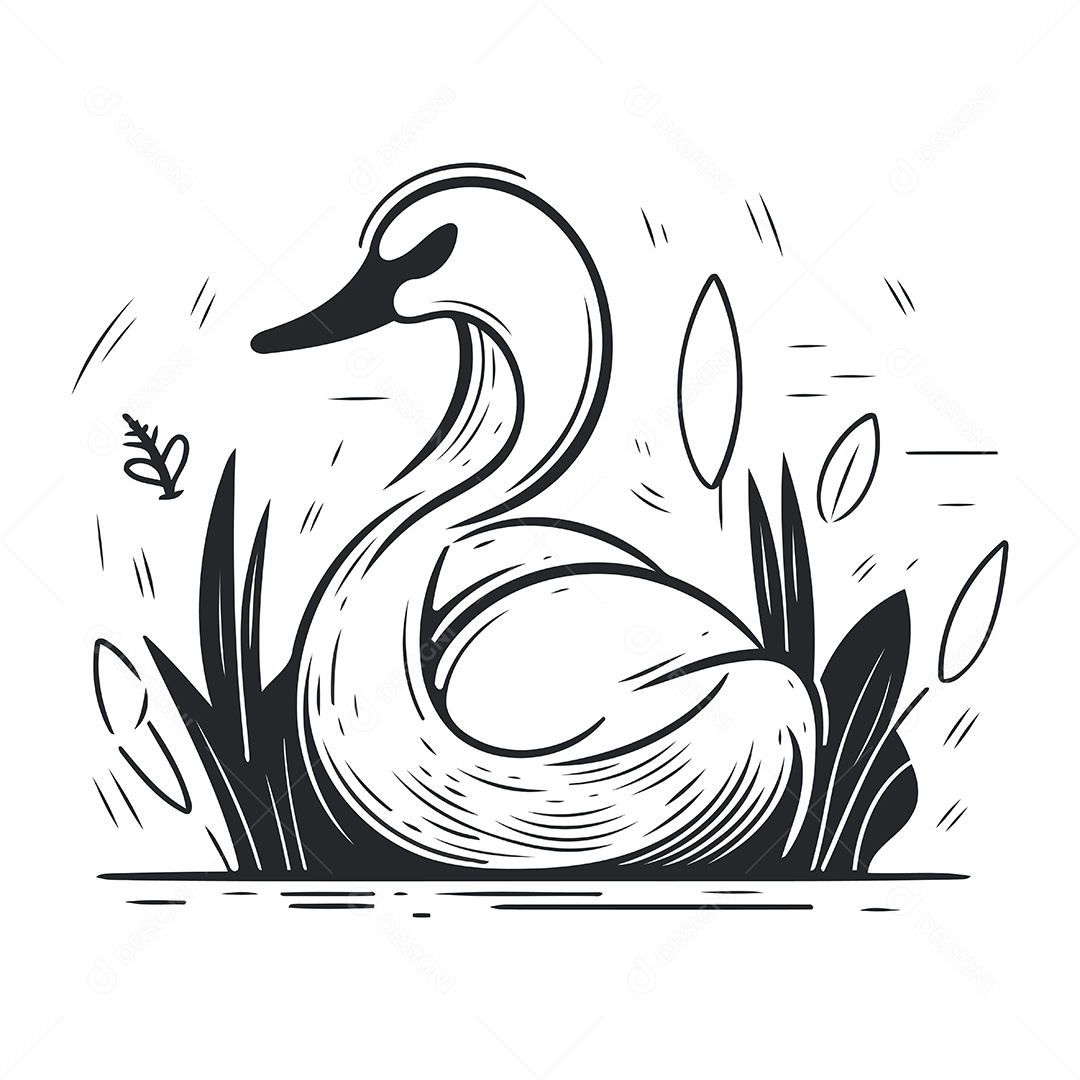 Cisne de Desenho Animado Ilustração Vetor EPS