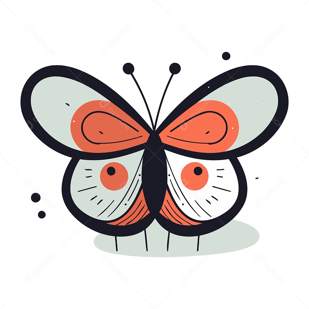 Borboleta de Desenho Animado Ilustração Vetor EPS