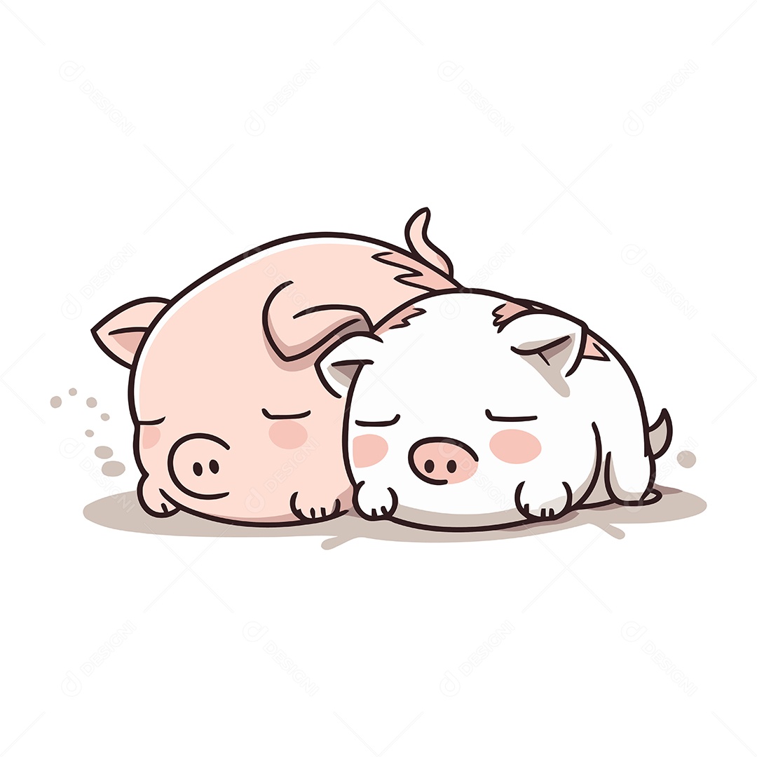 Porquinhos Fofo de Desenho Animado Ilustração Vetor EPS