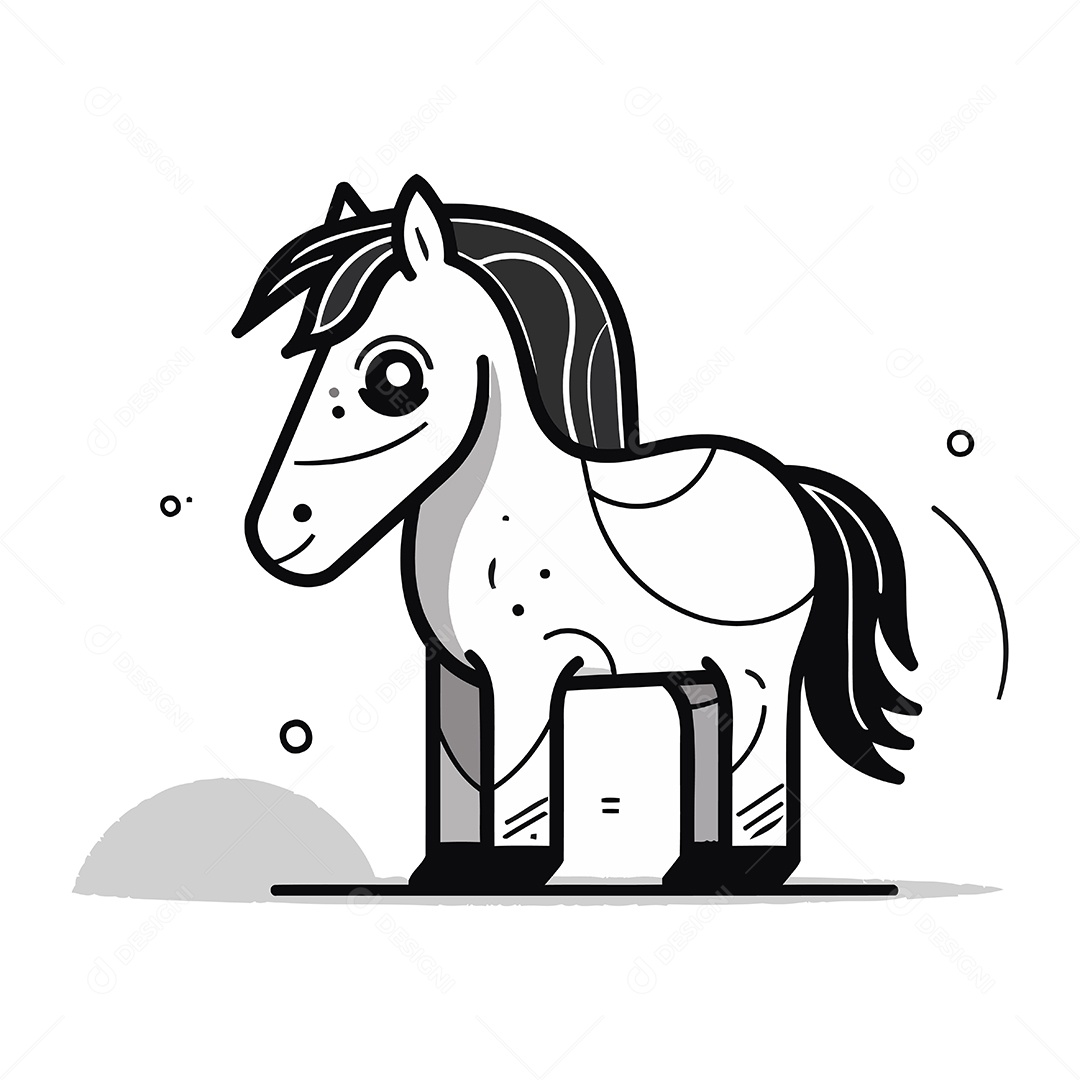 Cavalo de Desenho Animado Ilustração Vetor EPS