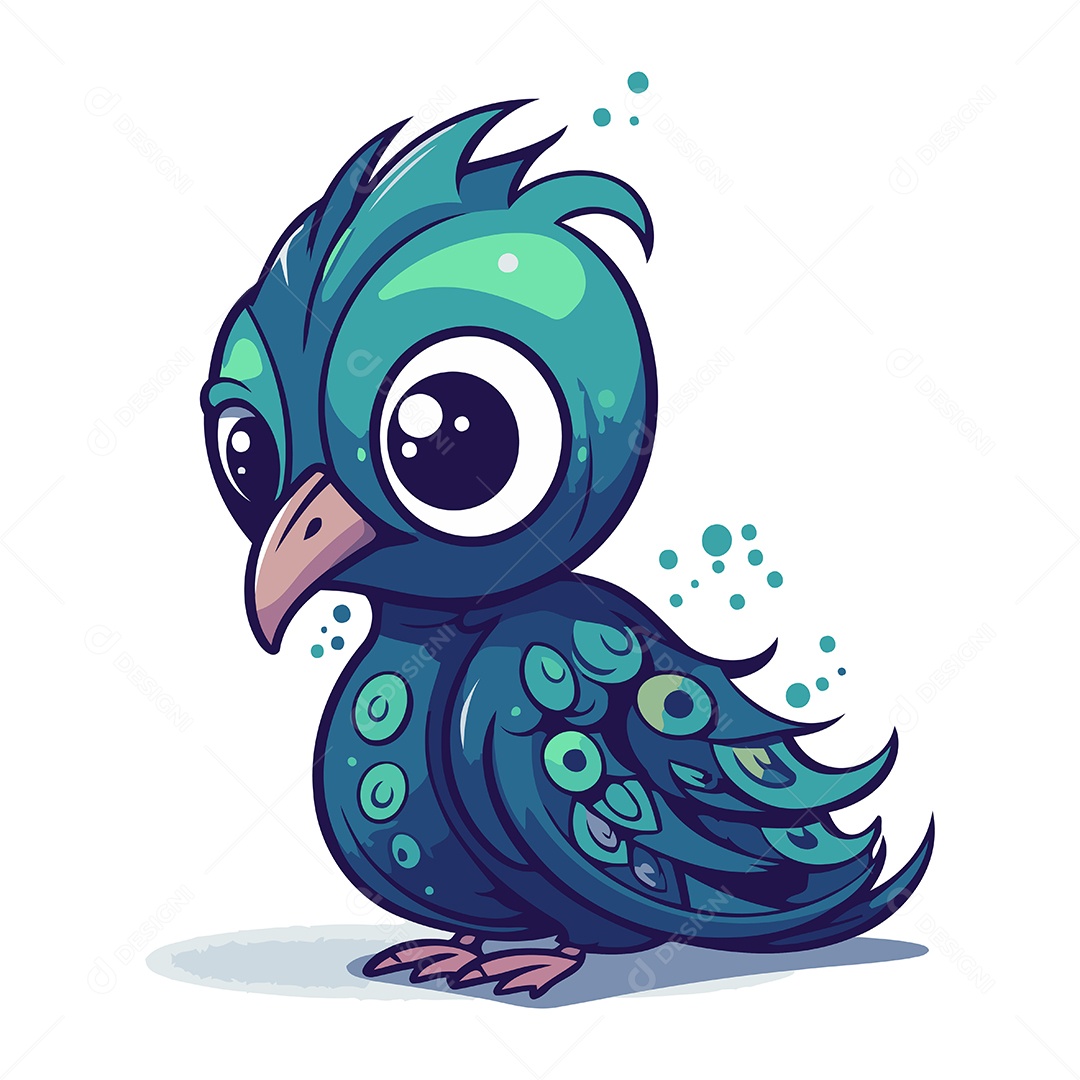 Pavão de Desenho Animado Ilustração Vetor EPS