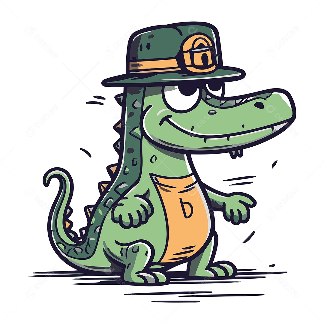 Crocodilo de Chapéu Ilustração Vetor EPS