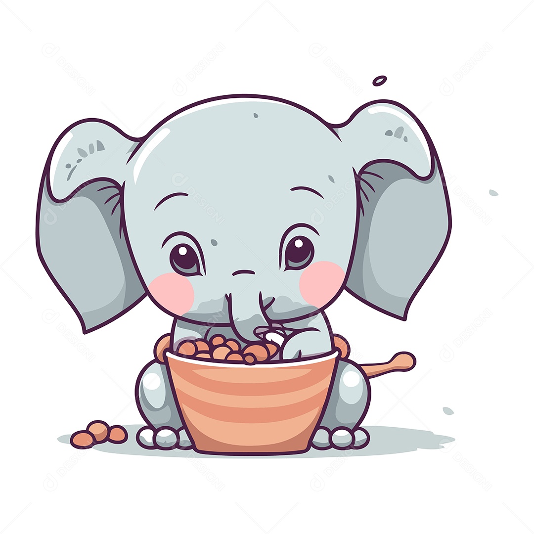 Elefante com uma Tigela Ilustração Vetor EPS