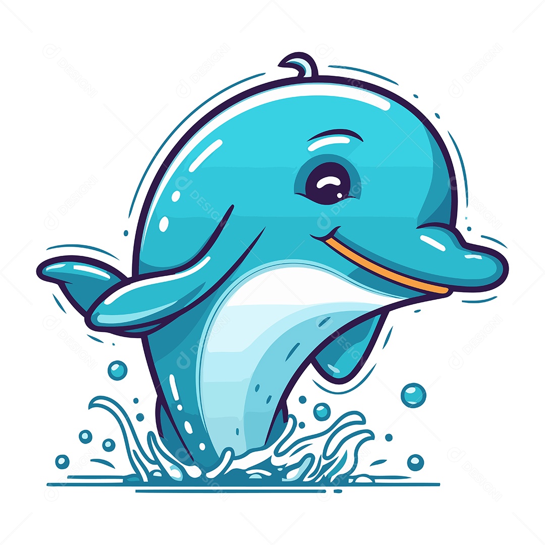 Golfinho de Desenho Animado Ilustração Vetor EPS