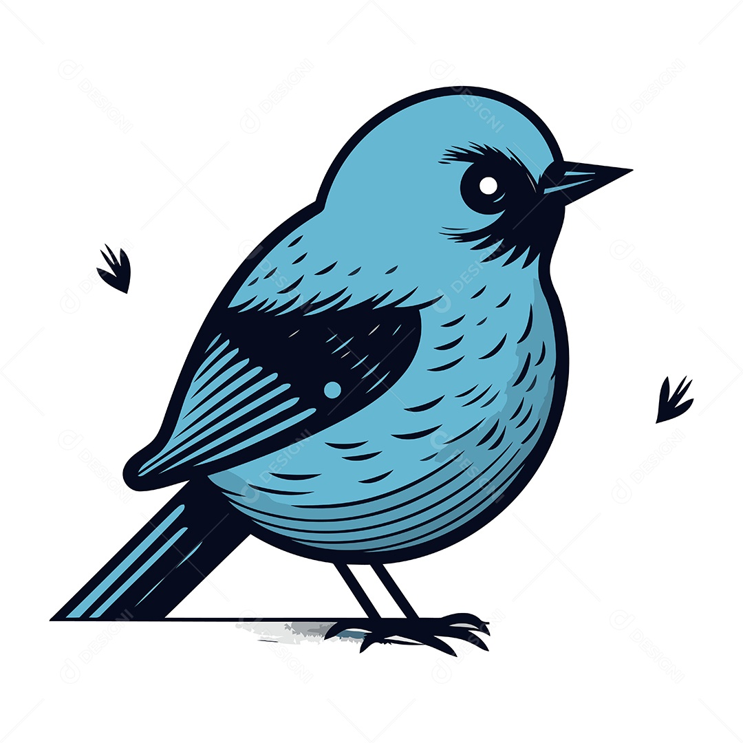 Lindo Pássaro Azul de Desenho Animado Ilustração Vetor EPS