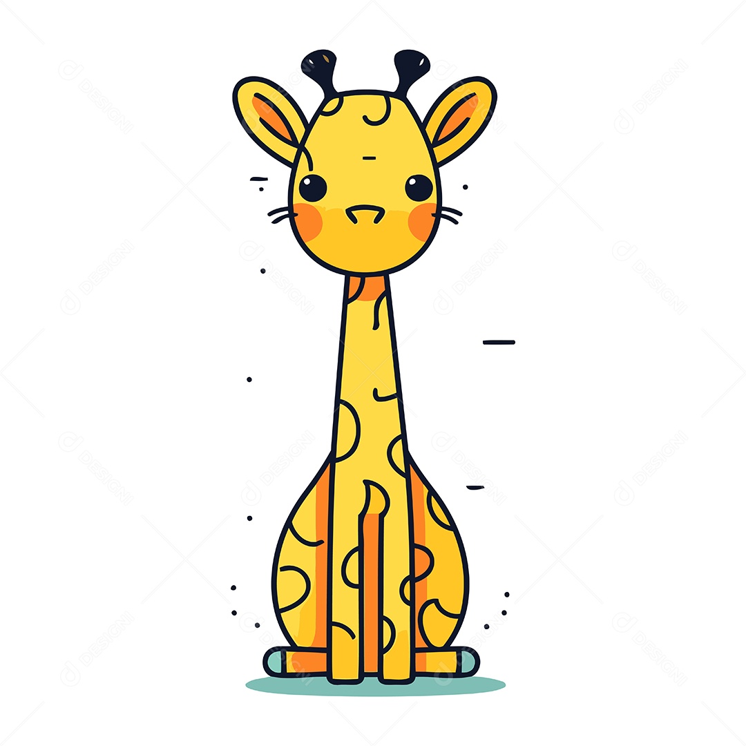 Girafa Fofa de Desenho Animado Ilustração Vetor EPS