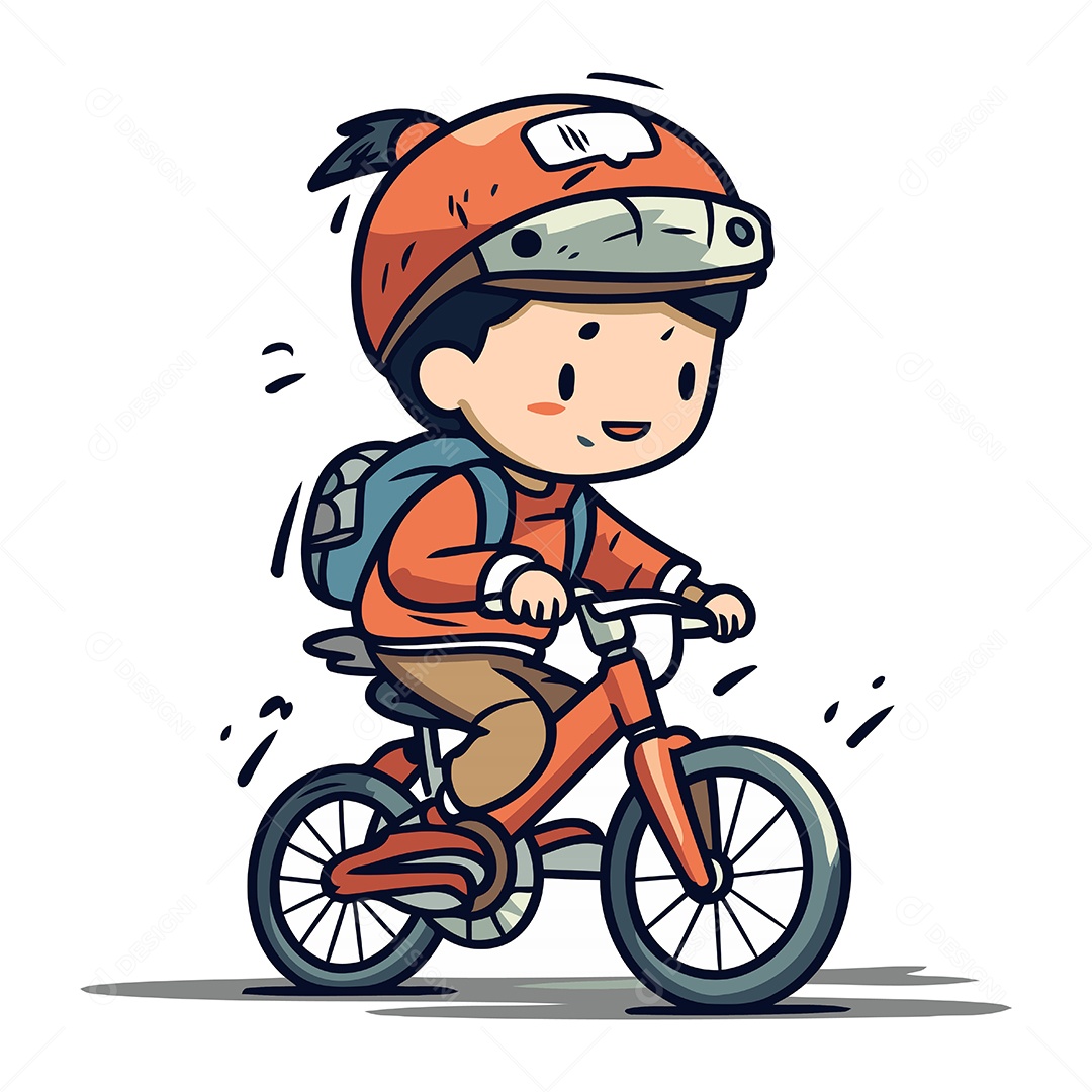 Menino Andando de Bicicleta Ilustração Vetor EPS