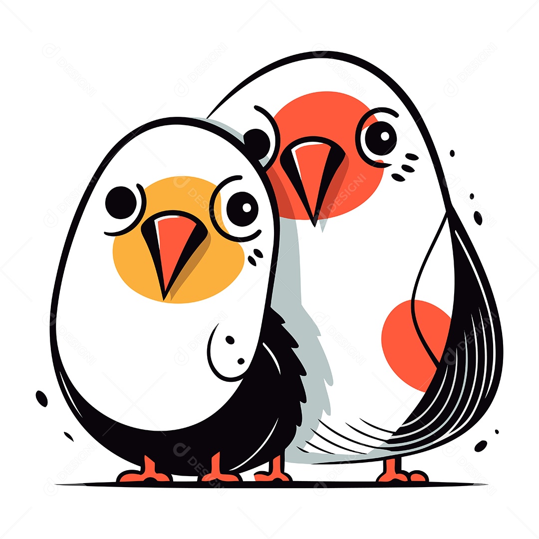 Papagaios Fofo de Desenho Animado Ilustração Vetor EPS