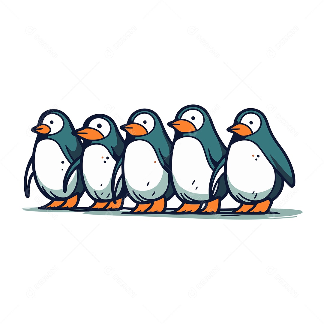 Pinguins de Desenho Animado Ilustração Vetor EPS