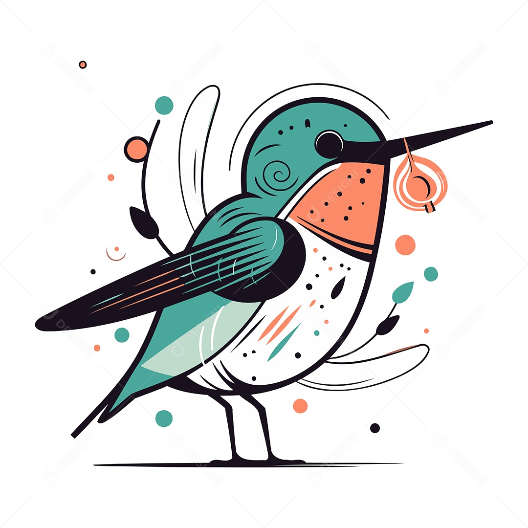 Beija Flor de Desenho Animado Ilustração Vetor EPS