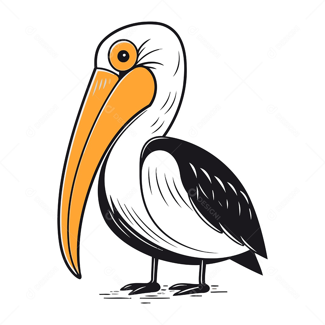 Pelicano de Desenho Animado Ilustração Vetor EPS