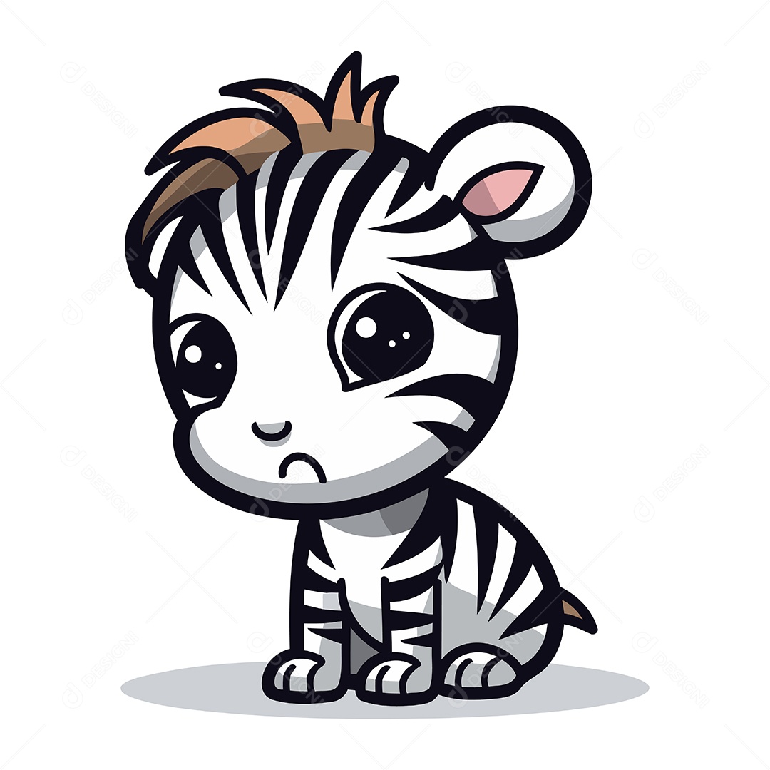 Zebra Fofa de Desenho Animado Ilustração Vetor EPS