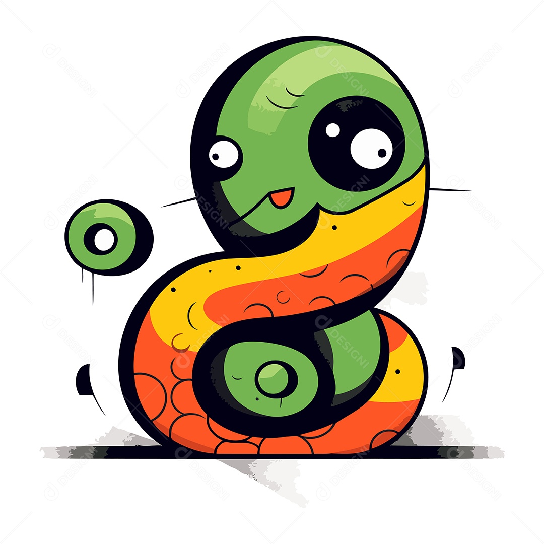 Cobra Engraçada de Desenho Animado Ilustração Vetor EPS