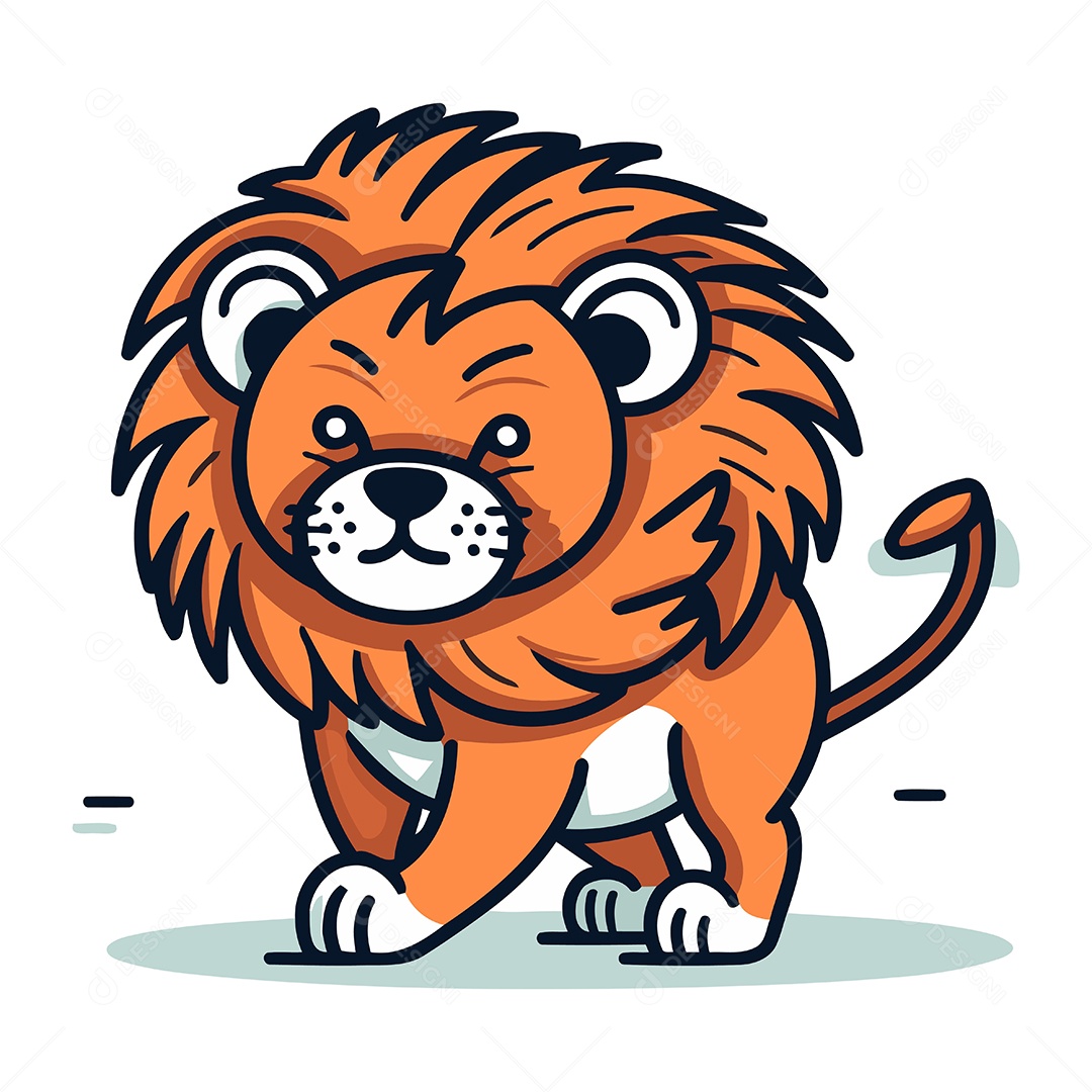 Leão de Desenho Animado Ilustração Vetor EPS