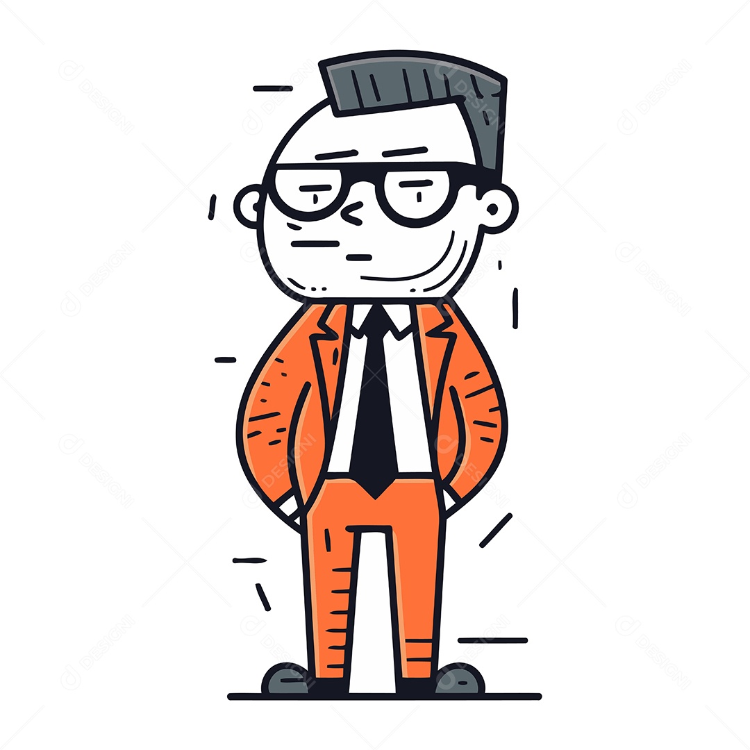 Empresário de Óculos e Terno Ilustração Vetor EPS