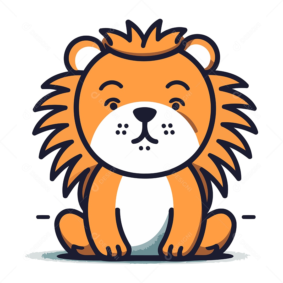 Leão de Desenho Animado Ilustração Vetor EPS