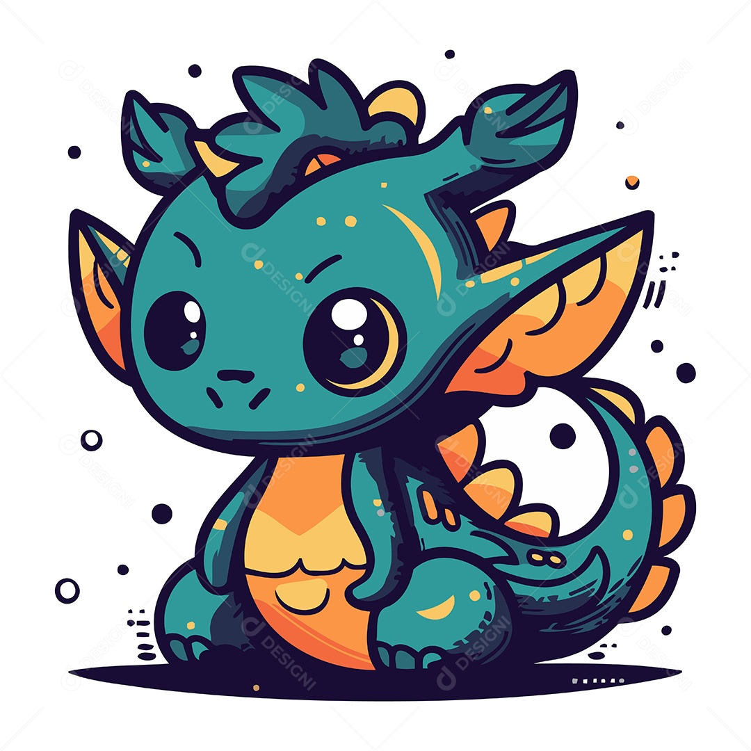 Dragão de Desenho Animado Ilustração Vetor EPS