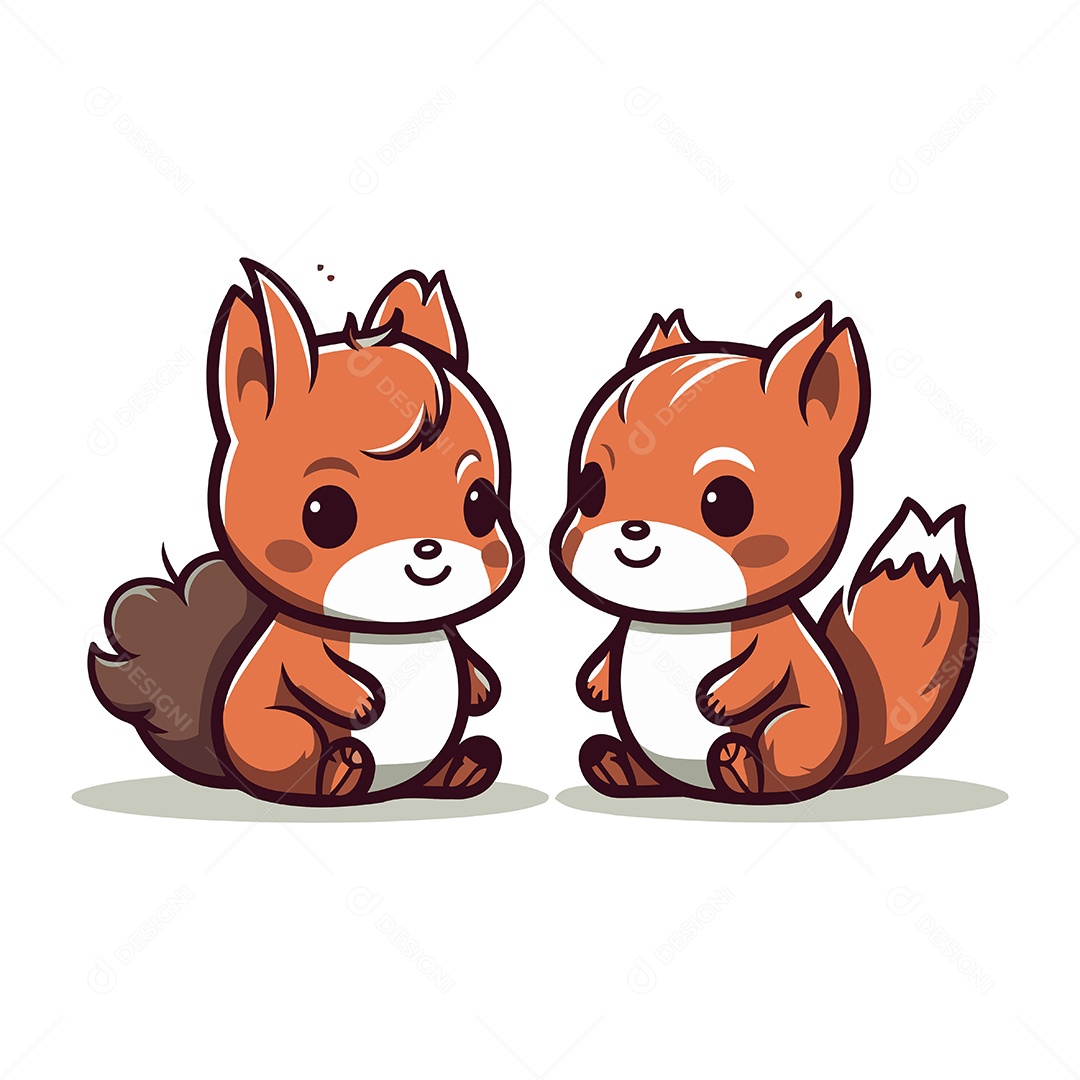 Esquilos de Desenho Animado Ilustração Vetor EPS