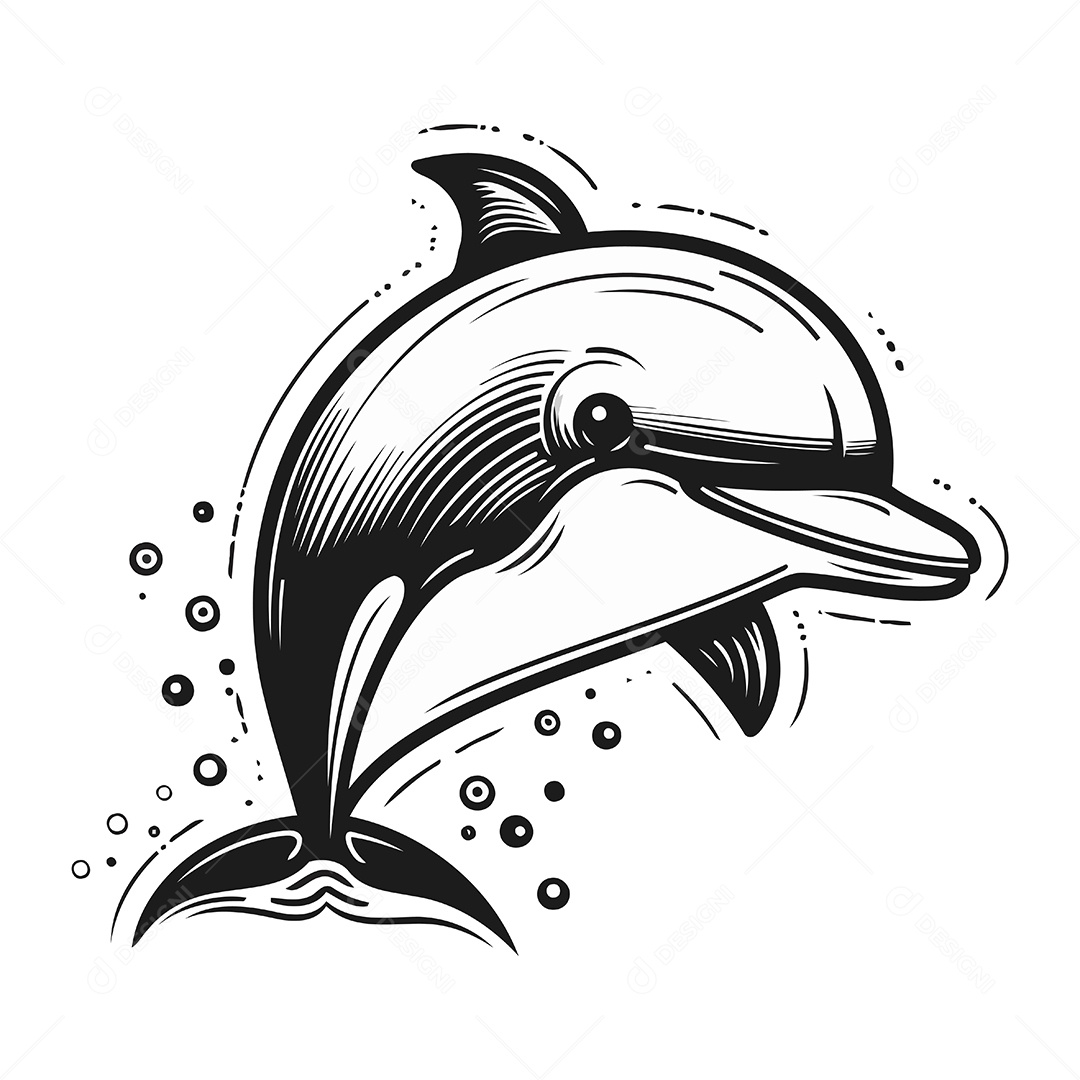 Golfinho de Desenho Animado Ilustração Vetor EPS