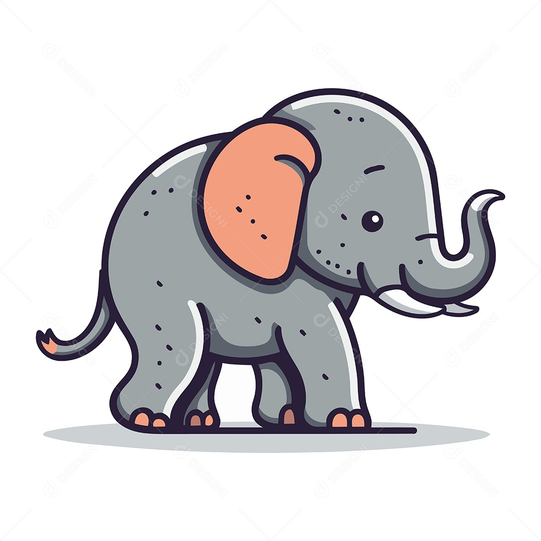 Elefante de Desenho Animado Ilustração Vetor EPS