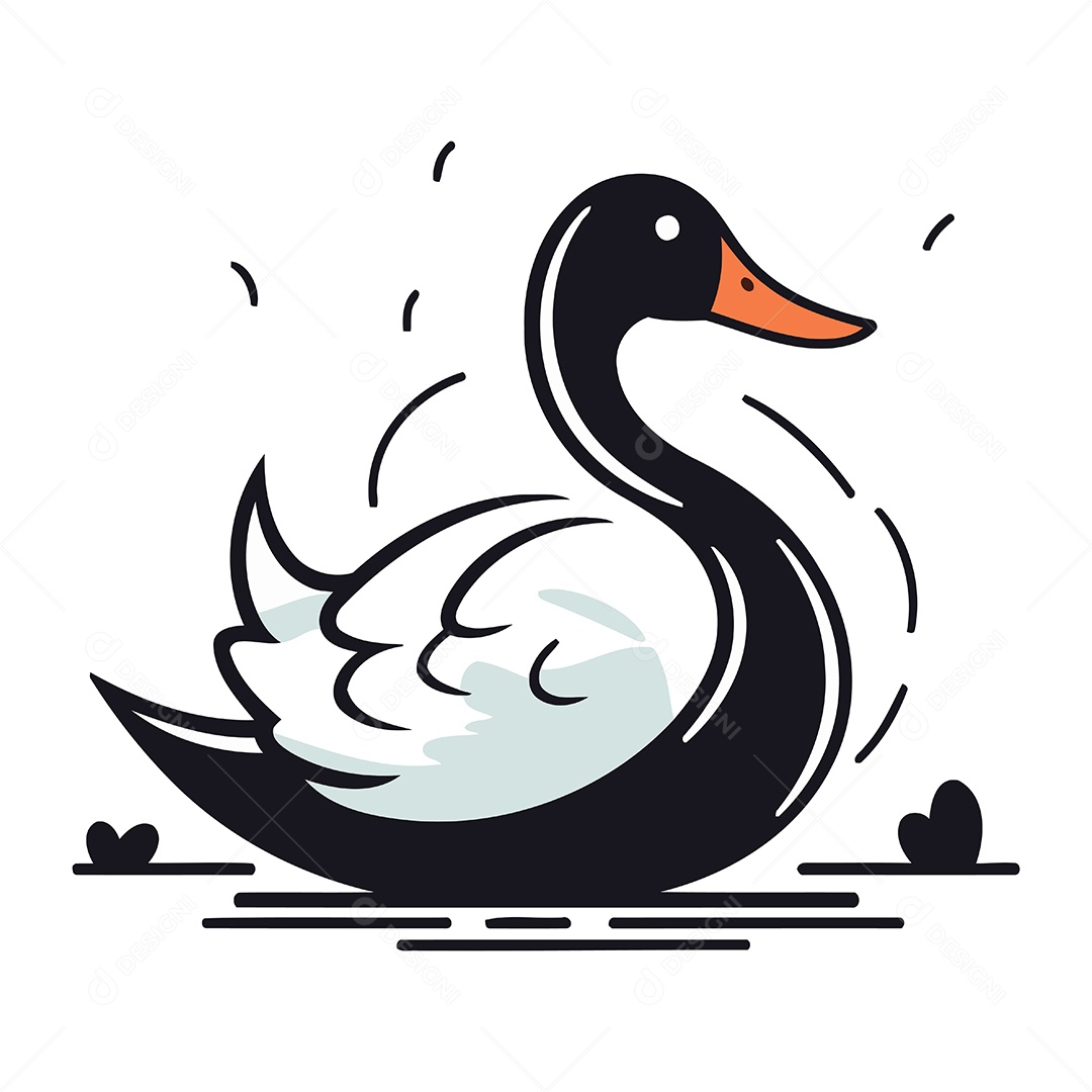 Cisne Negro de Desenho Animado Ilustração Vetor EPS