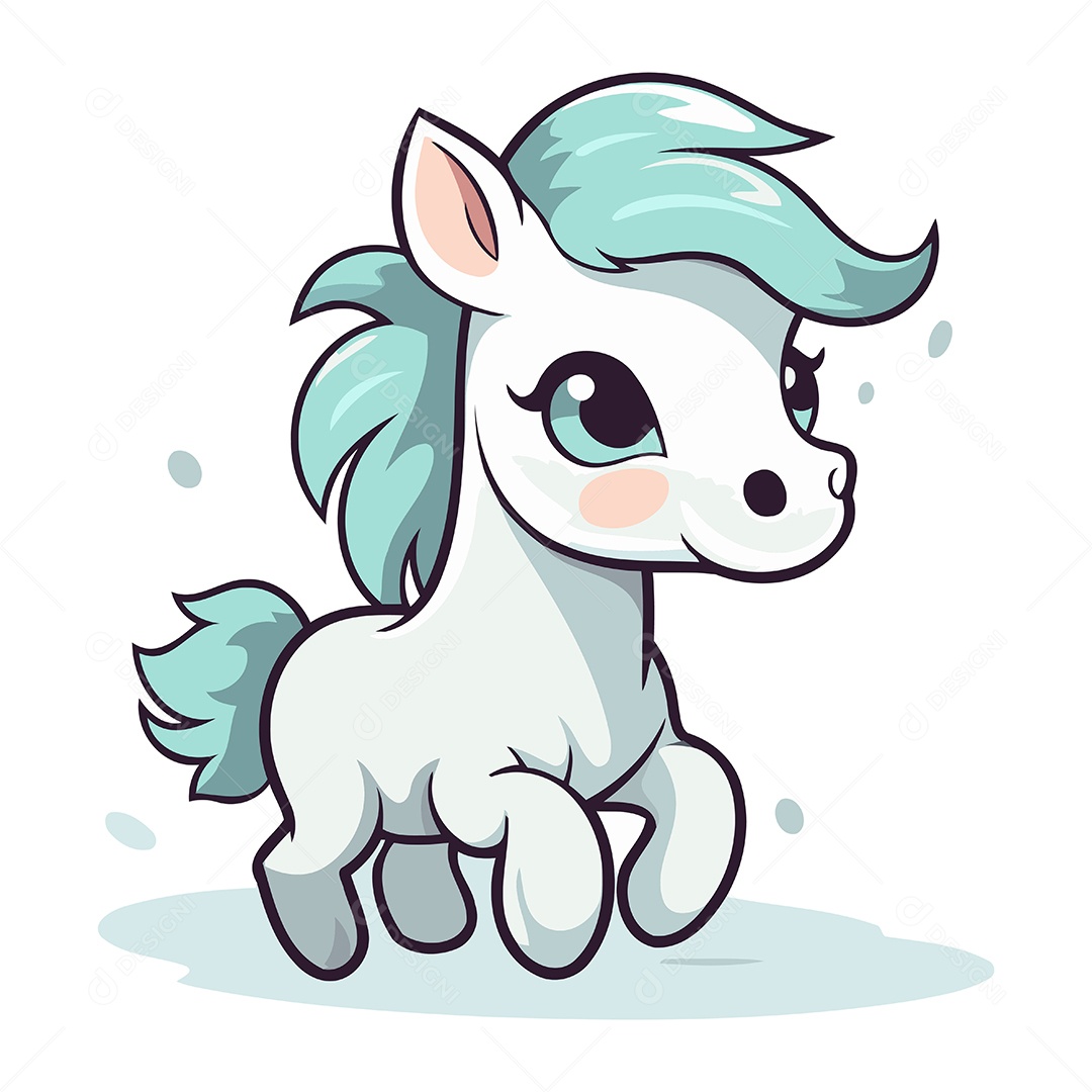 Pônei Fofo de Desenho Animado Ilustração Vetor EPS