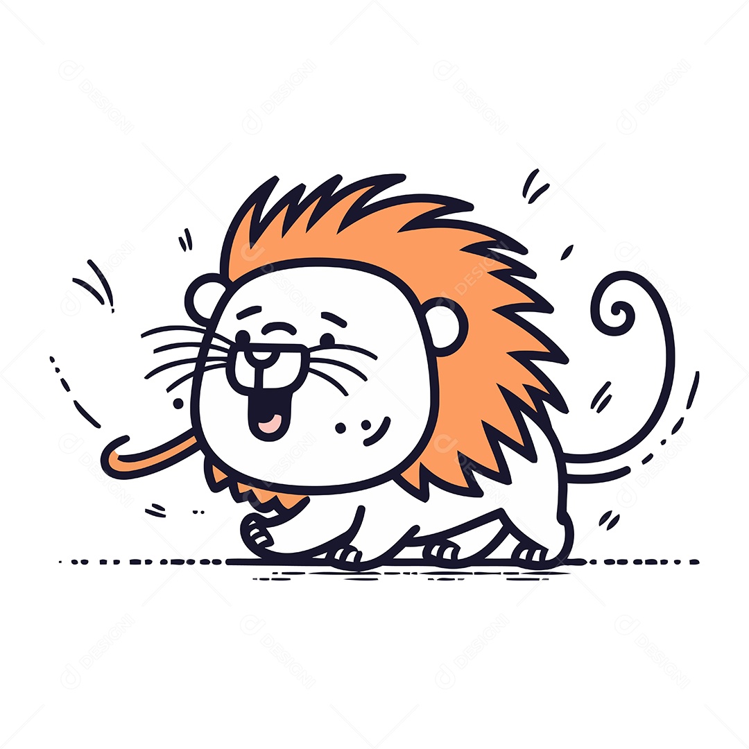 Leão de Desenho Animado Ilustração Vetor EPS