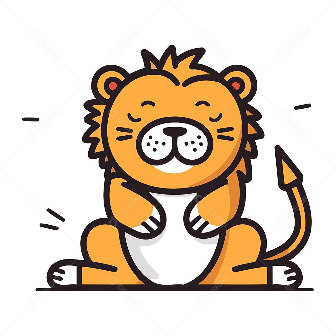 Leão de Desenho Animado Ilustração Vetor EPS