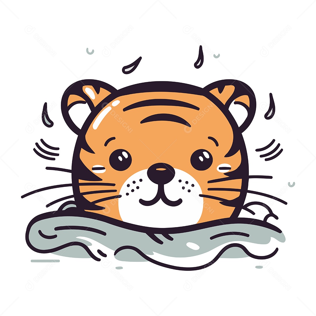 Tigre de Desenho Animado Ilustração Vetor EPS