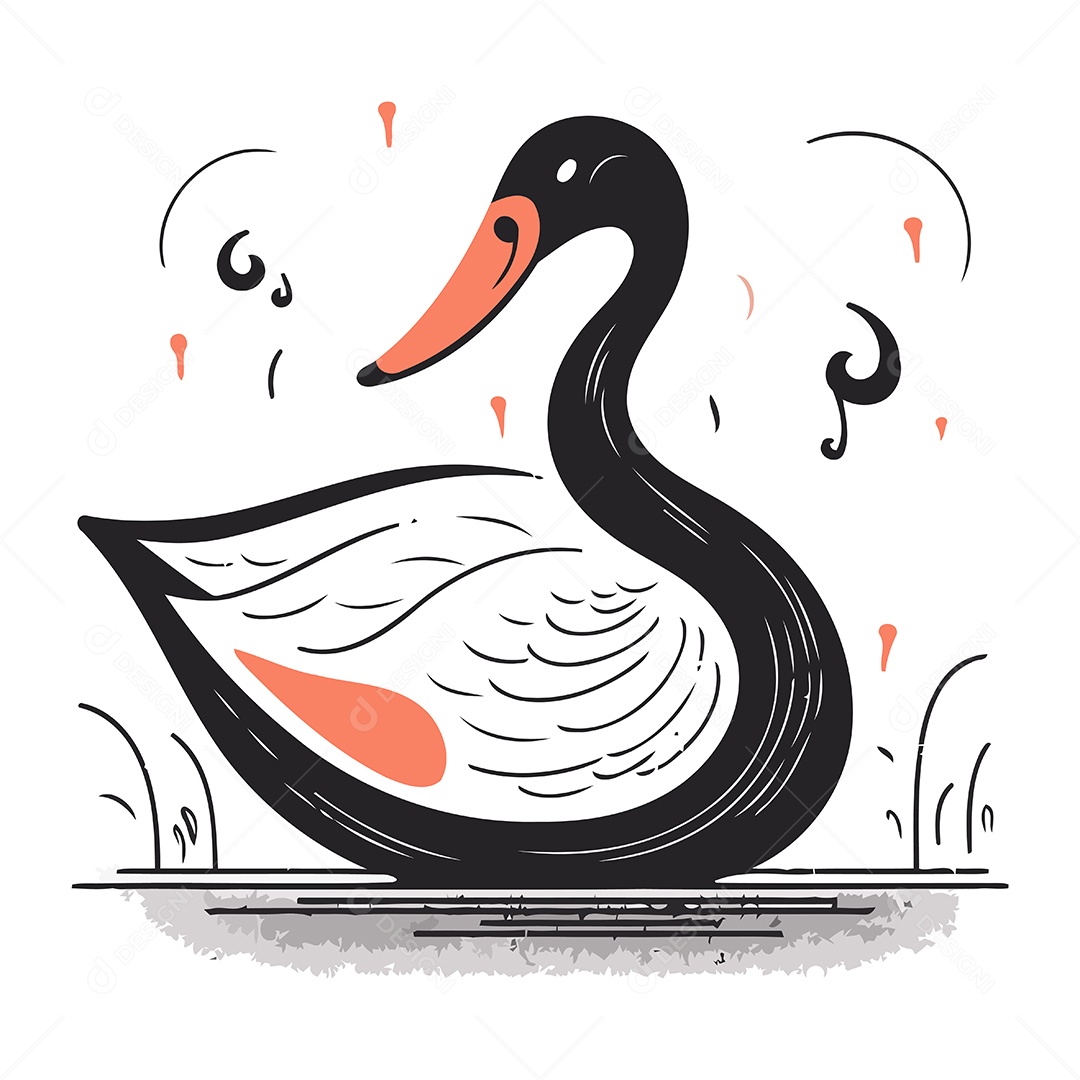 Cisne de Desenho Animado Ilustração Vetor EPS