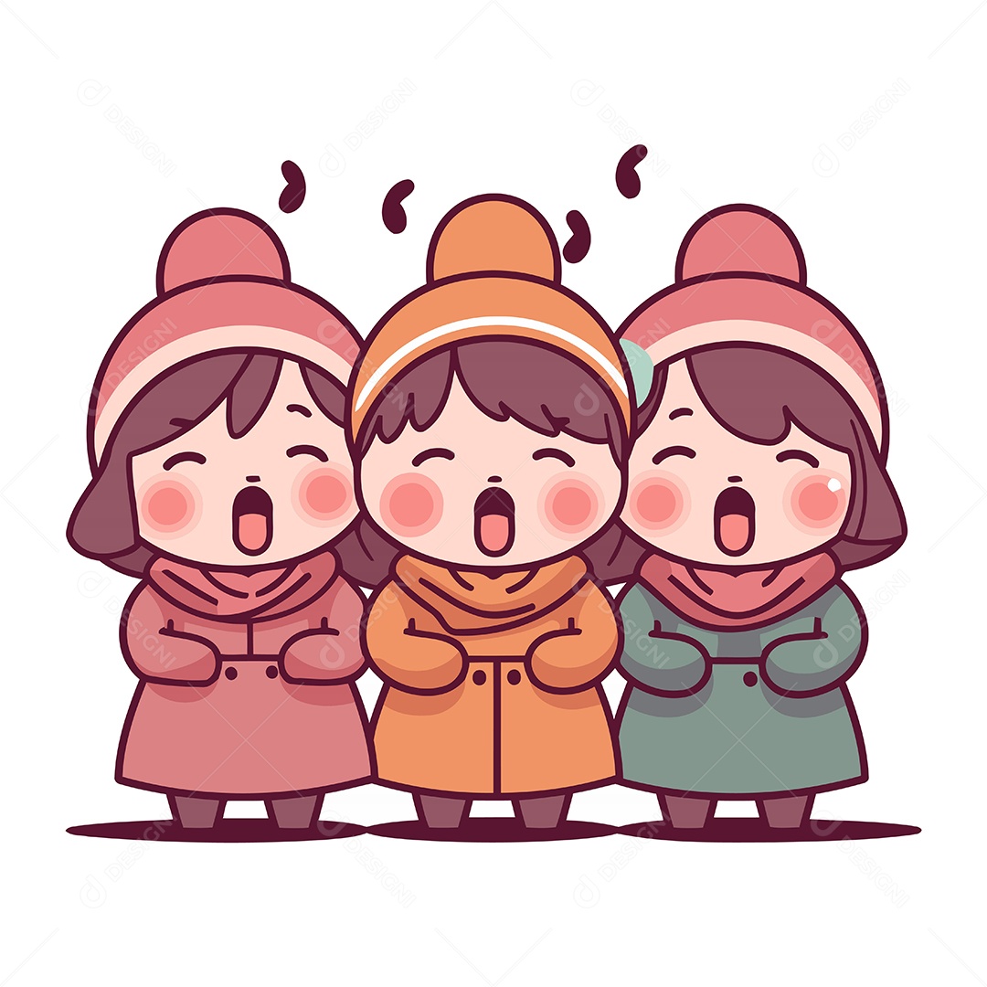 Meninas Fofa de Desenho Animado Ilustração Vetor EPS