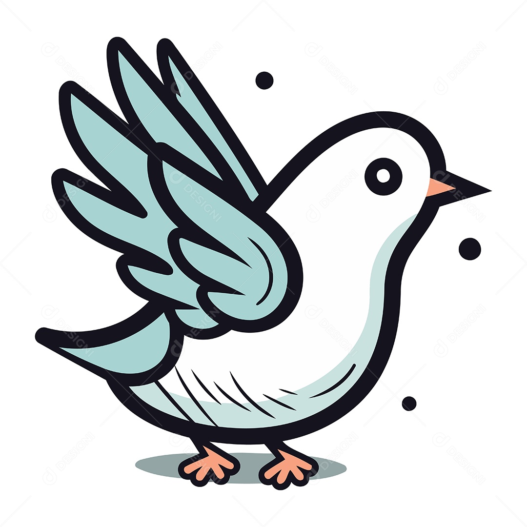 Pomba Branca com Azul Ilustração Vetor EPS