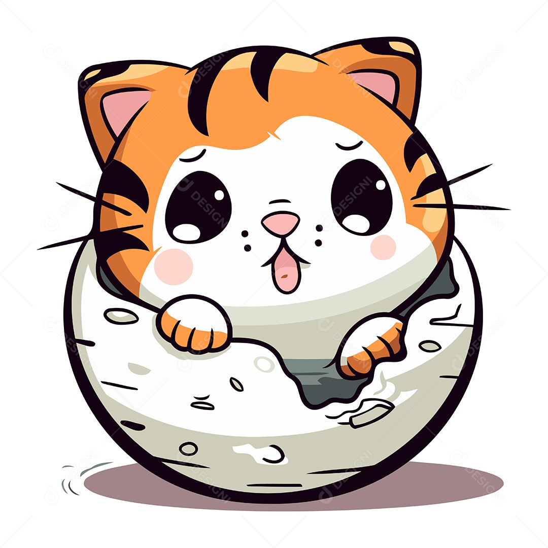 Gato Fofo de Desenho Animado Ilustração Vetor EPS