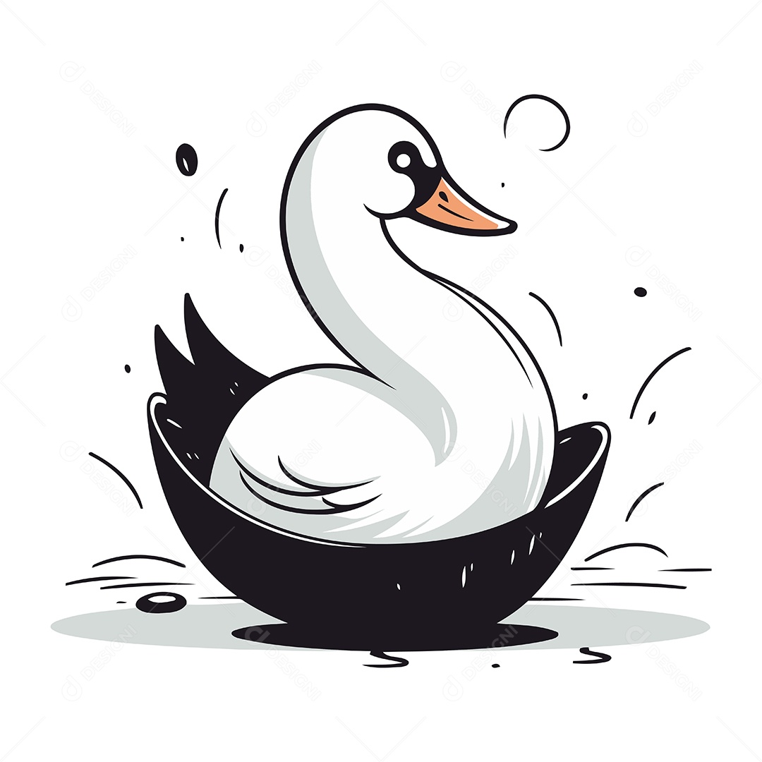 Cisne em uma Tigela Ilustração Vetor EPS