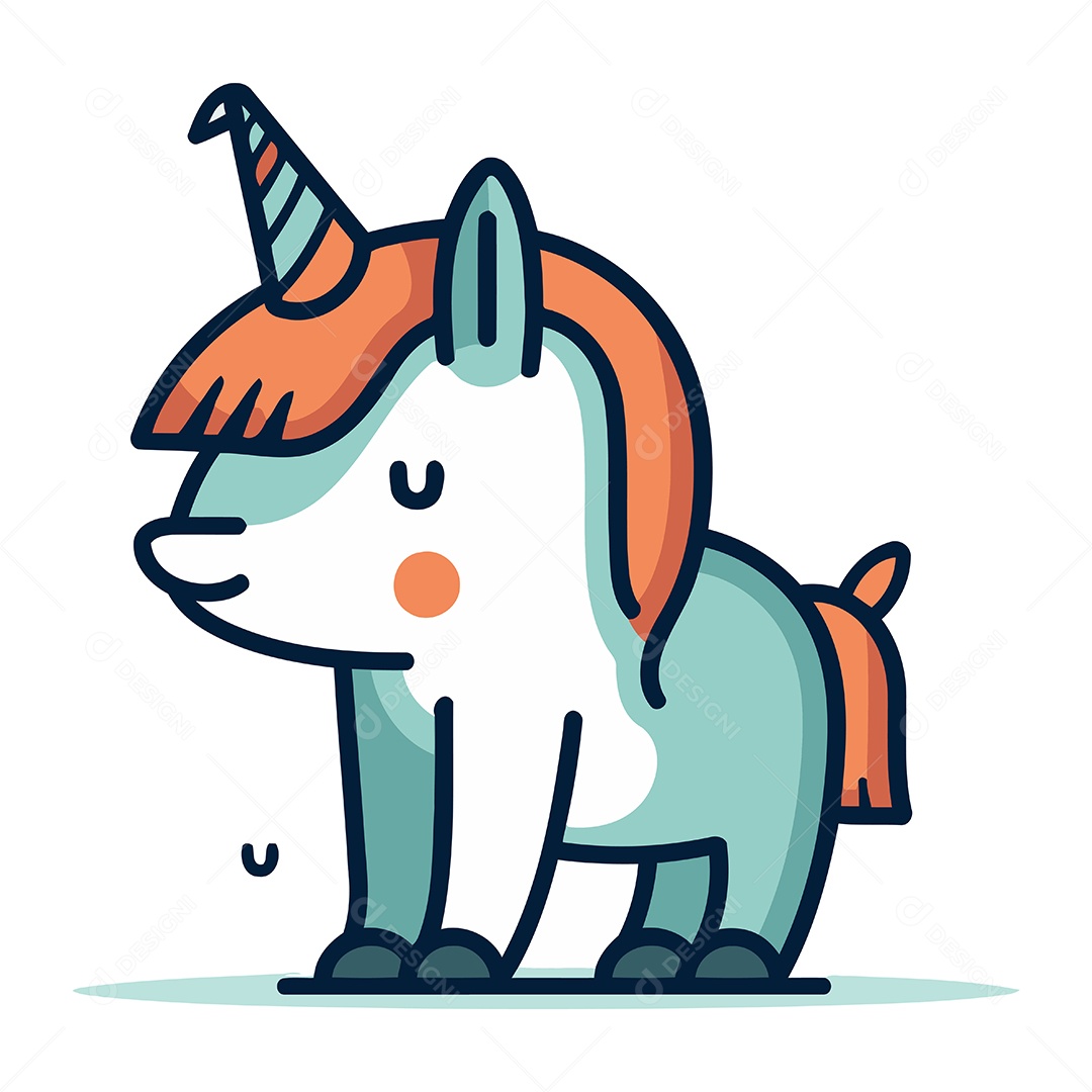 Unicórnio de Desenho Animado Ilustração Vetor EPS