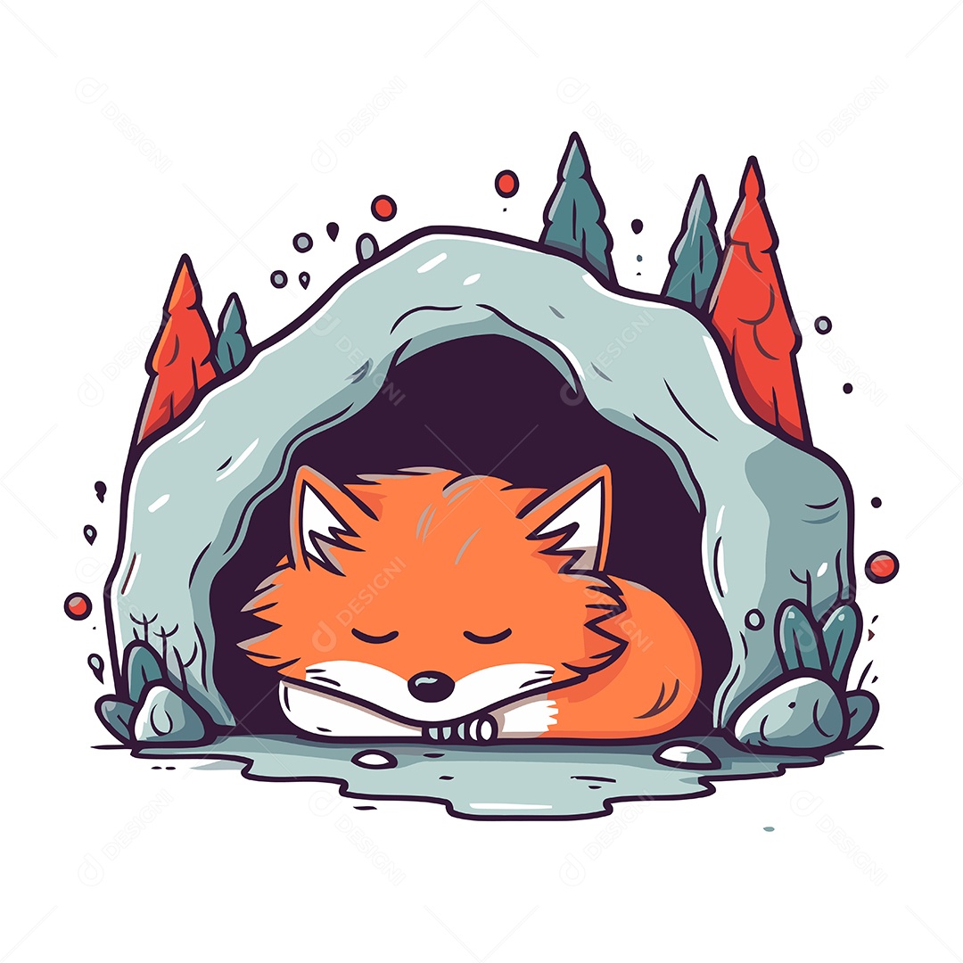 Raposa de Desenho Animado Ilustração Vetor EPS