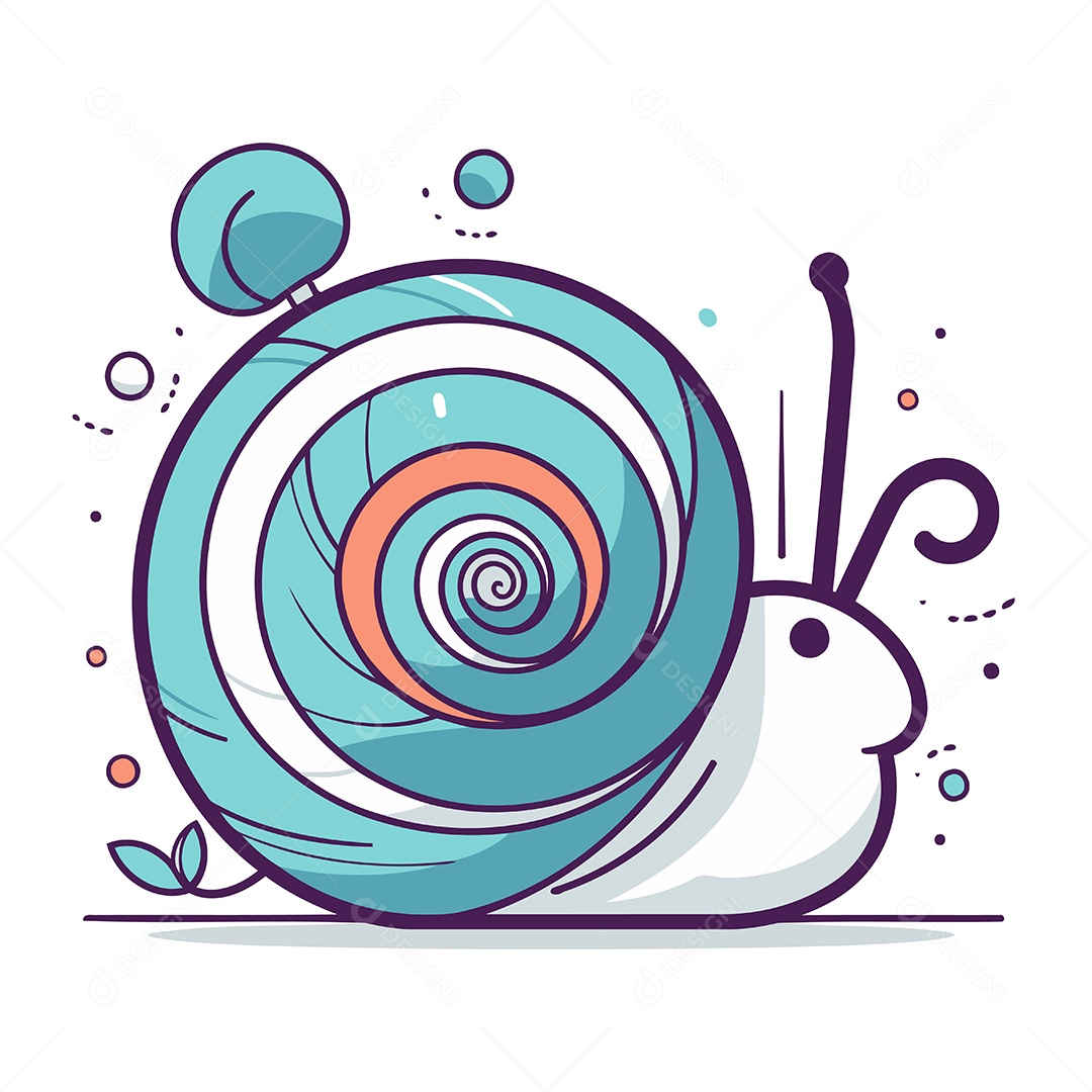 Caracol Fofo de Desenho Animado Ilustração Vetor EPS