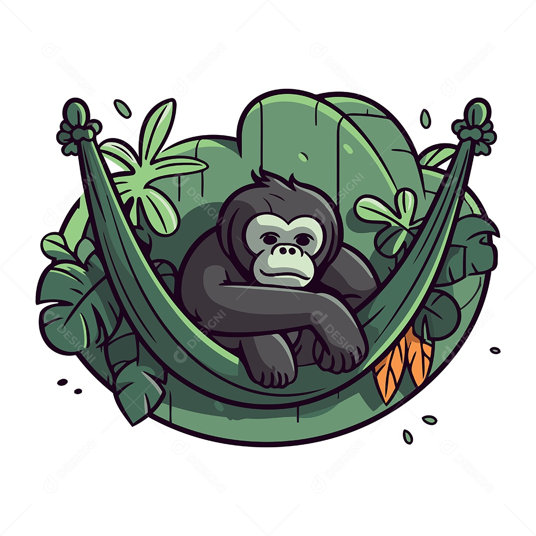 Gorila em uma Rede Ilustração Vetor EPS