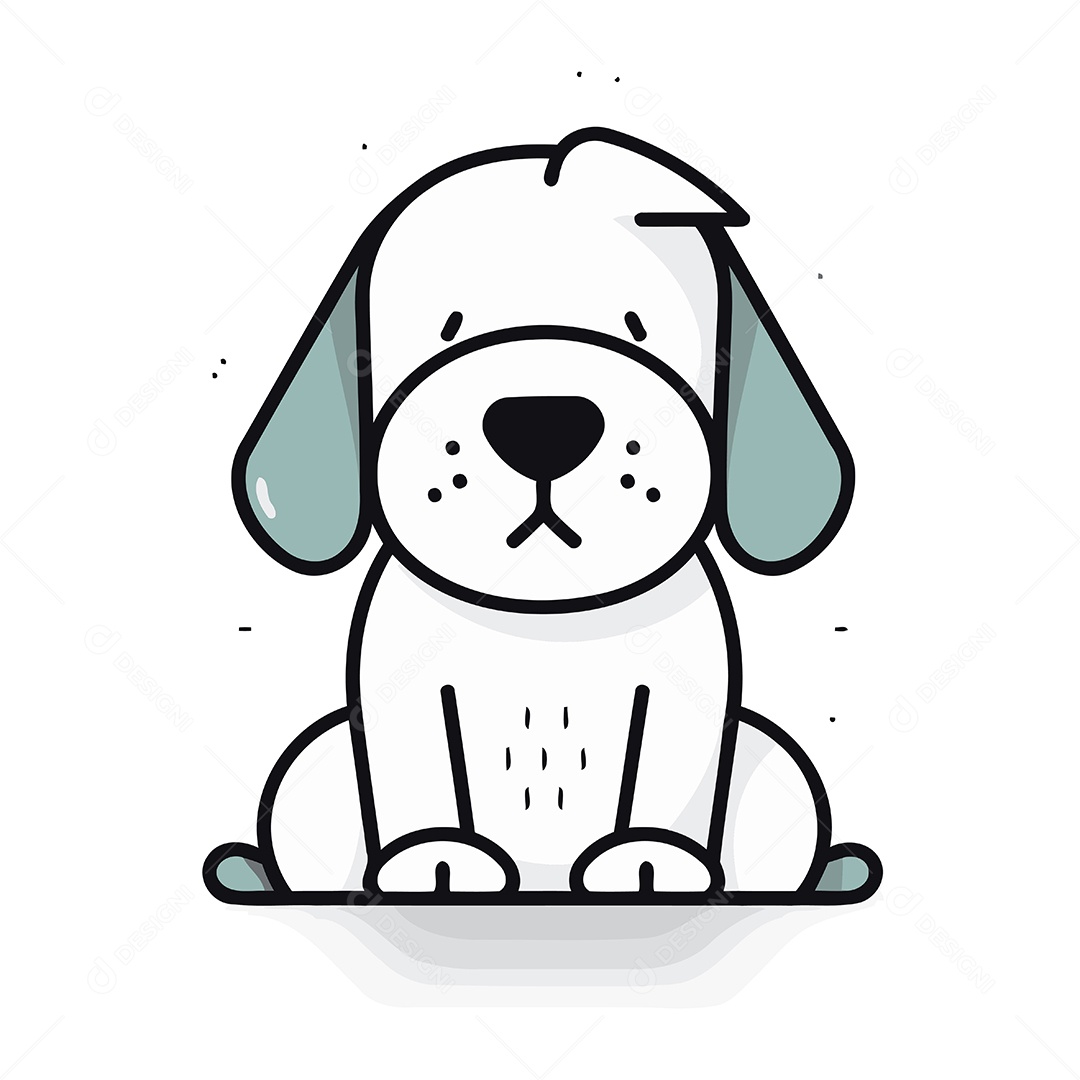 Cachorro Bonito de Desenho Animado Ilustração Vetor EPS