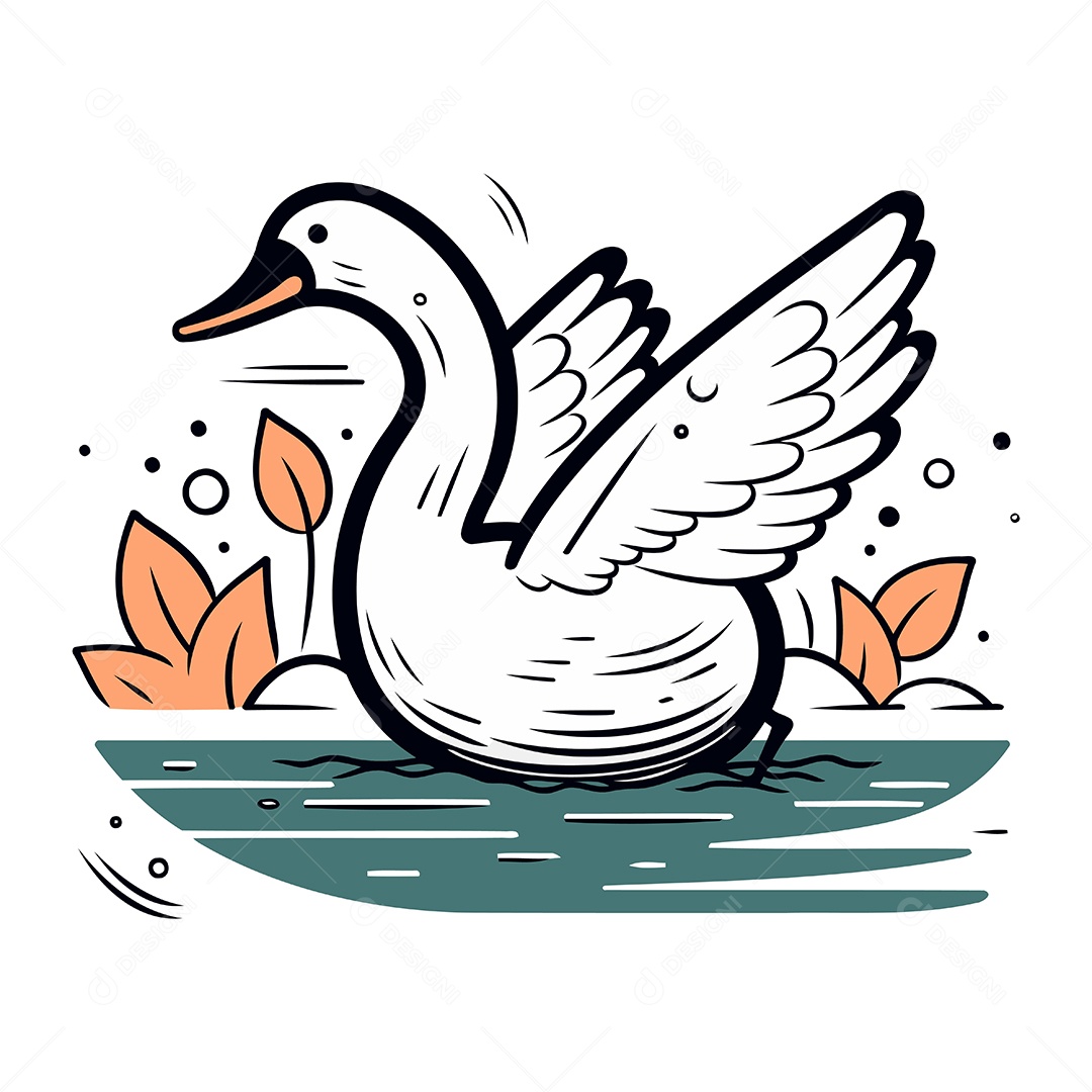 Cisne de Desenho Animado Ilustração Vetor EPS