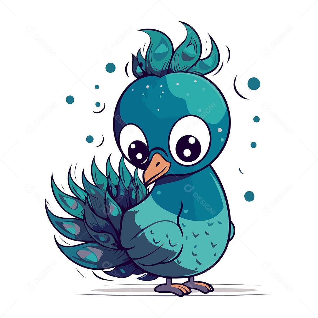 Pavão de Desenho Animado Ilustração Vetor EPS