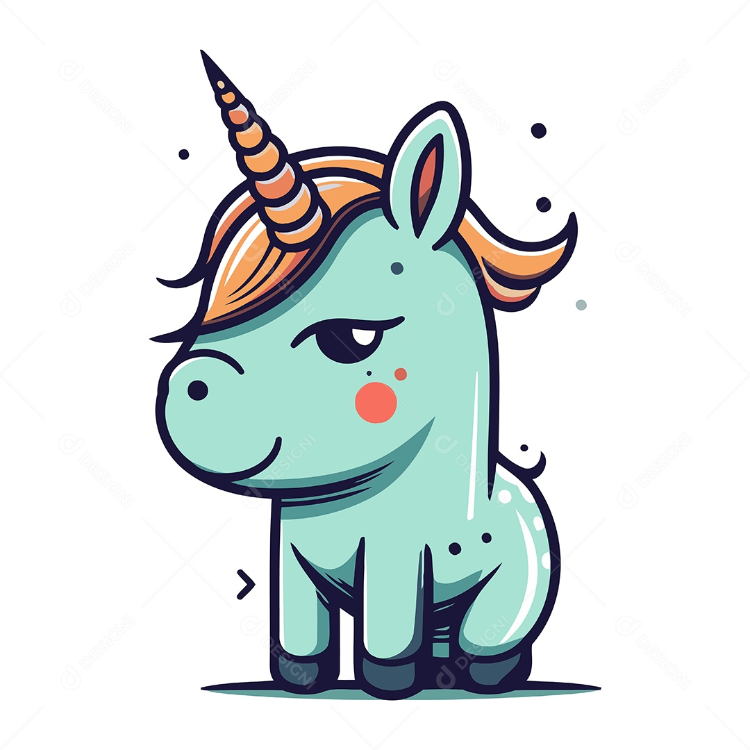 Unicórnio de Desenho Animado Ilustração Vetor EPS